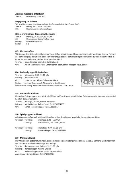 Programm im Dekanat Aalen, 2. Halbjahr 2013 - Evangelische ...