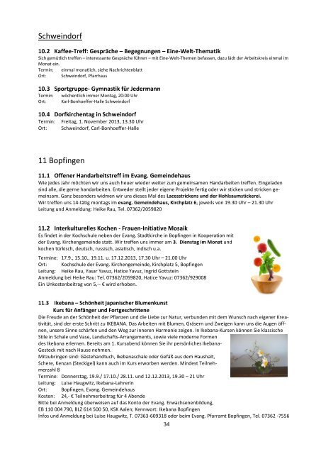 Programm im Dekanat Aalen, 2. Halbjahr 2013 - Evangelische ...