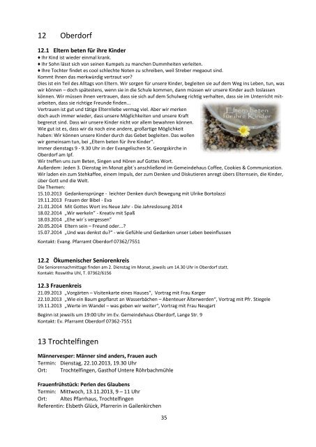 Programm im Dekanat Aalen, 2. Halbjahr 2013 - Evangelische ...