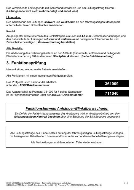 Einbauanleitung zu Elektro-Einbausatz 736496 SAAB 9-5 ... - Kfzpoint