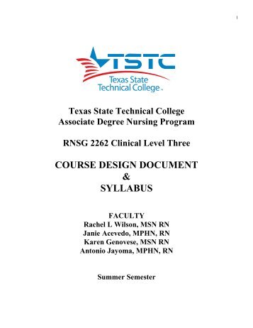 Course Syllabus - Texas State Technical College Harlingen