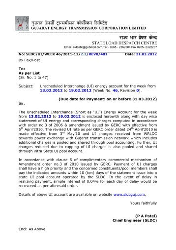 State Load Despatch Centre (SLDC)