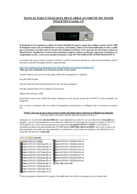manual para configuracion del deco adb sin tener ... - ADSL Zone
