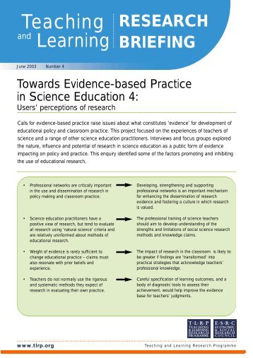 Towards Evidence-based Practice in Science Education 4