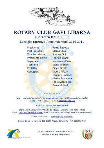 Bollettino novembre 2010 - Rotary Gavi Libarna