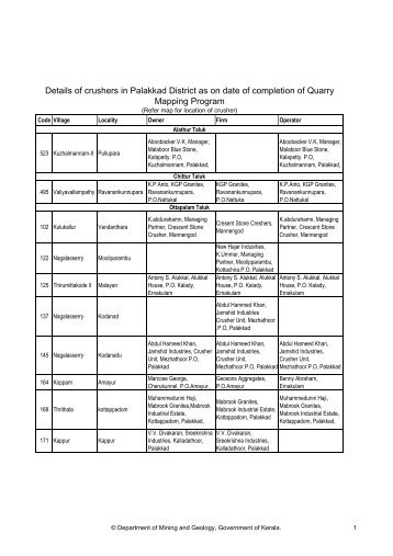 List of crushers - Department of Mining and Geology - Government ...