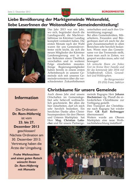 Mitteilungsblatt Dezember - Marktgemeinde Weitensfeld