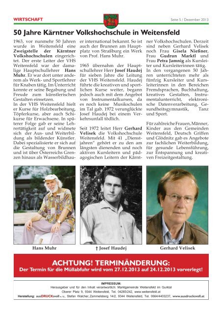 Mitteilungsblatt Dezember - Marktgemeinde Weitensfeld
