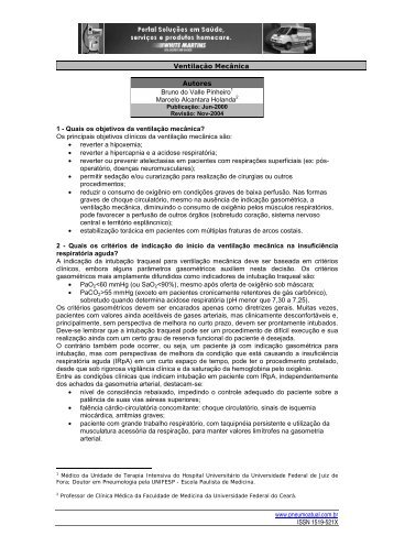 www.pneumoatual.com.br ISSN 1519-521X VentilaÃ§Ã£o MecÃ¢nica ...