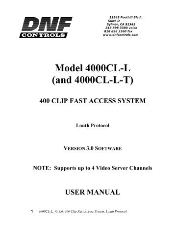 4000CL-L, Vs.3.0, 400 Clip Fast Access System ... - DNF Controls