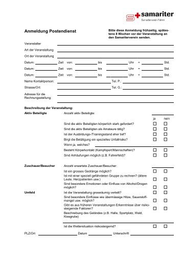 Anmeldeformular - Samariterverein Fahrni