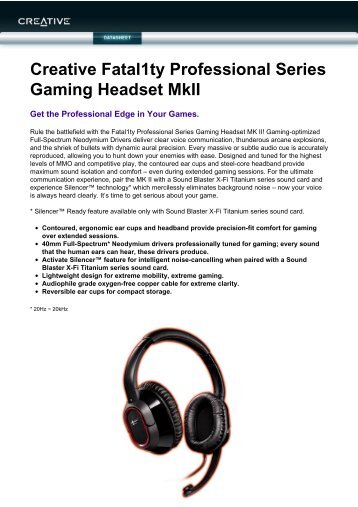 Creative Fatal1ty Professional Series Gaming ... - MgManager