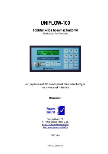 UNIFLOW-100 Műszerkönyv letöltése (.pdf) - Flow-Cont Kft.