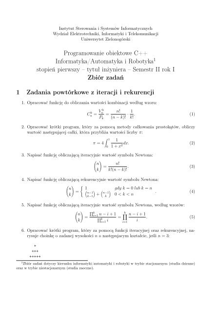 Programowanie obiektowe C++ Informatyka/Automatyka i ...