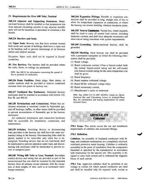 Chapter 3 Wiring Methods and Materials