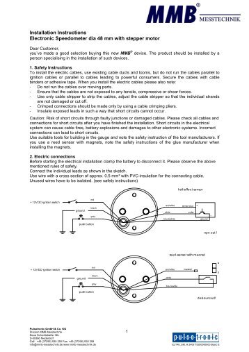 Installation Instructions Electronic Speedometer dia 48 mm with ...