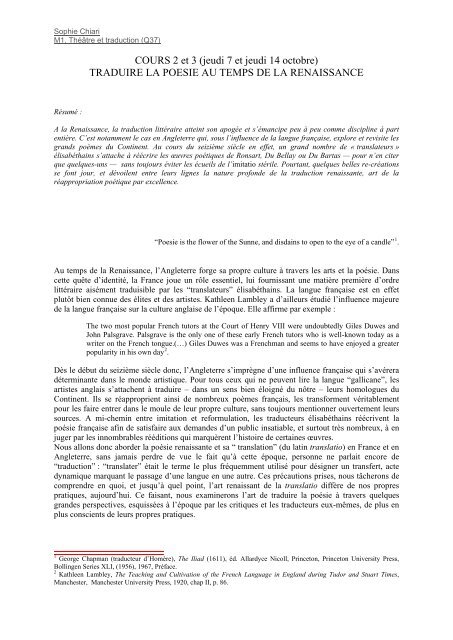 Traduction Et Poesie Aix Marseille Universite