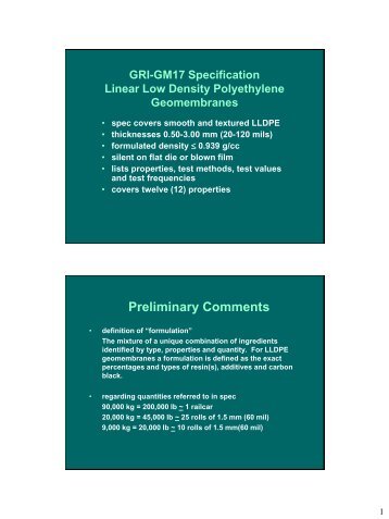 GRI-GM17 Specification Linear Low Density Polyethylene - The ...