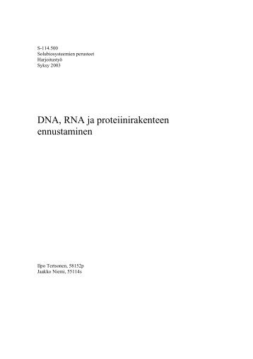 DNA, RNA ja proteiinirakenteen ennustaminen