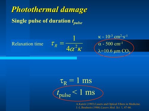 Lasers and photothermal therapy