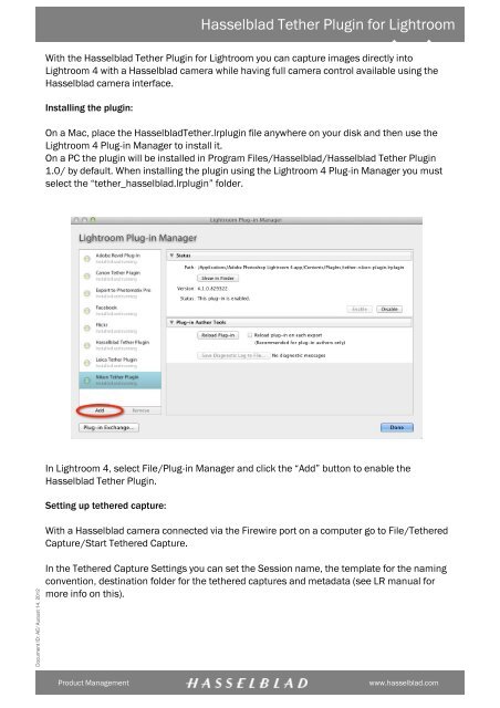 Lightroom Tether plugin tutorial - Hasselblad