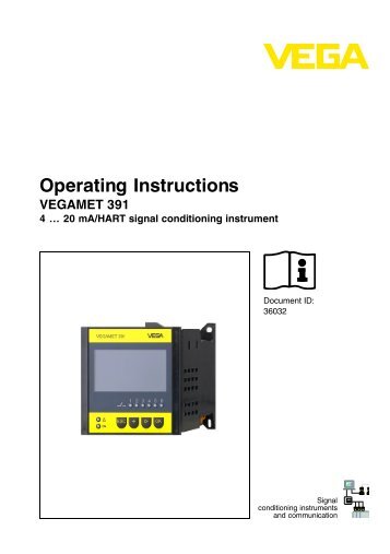 Operating Instructions - VEGAMET 391 - 4 ? 20 mA/HART signal ...