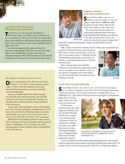 Wake Forest Magazine, June 2009 - Past Issues - Wake Forest ...