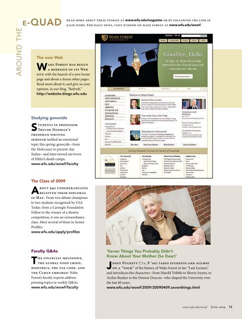 Wake Forest Magazine, June 2009 - Past Issues - Wake Forest ...