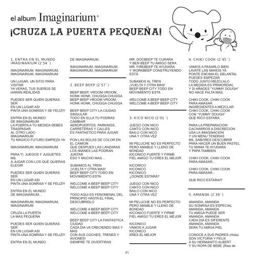 Letras de las canciones - Imaginarium