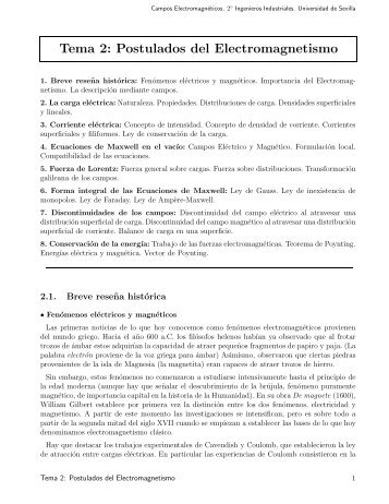 Tema 2: Postulados del Electromagnetismo - Universidad de Sevilla