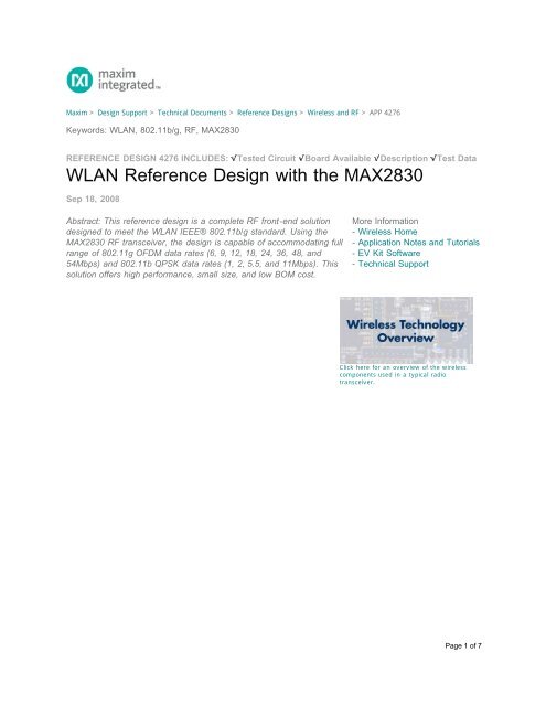 Max 10 Reference Design WLAN Reference Design with the MAX2830 - Reference ... - Maxim