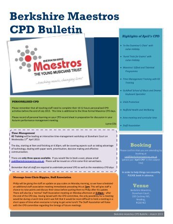 Berkshire Maestros CPD Bulletin - The Berkshire Maestros