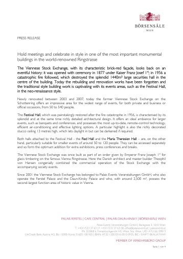 Press release - Palais Events