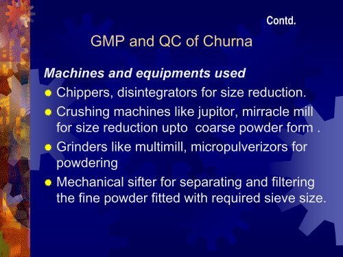 GMP AND QC OF CHURNAS - amam-ayurveda.org