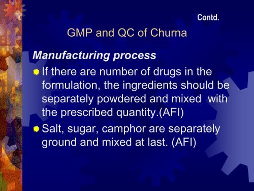 GMP AND QC OF CHURNAS - amam-ayurveda.org