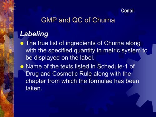 GMP AND QC OF CHURNAS - amam-ayurveda.org