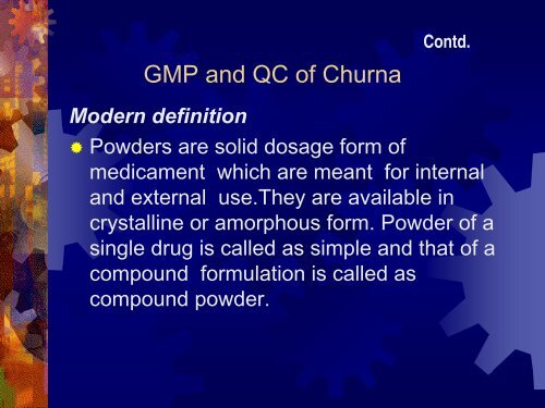 GMP AND QC OF CHURNAS - amam-ayurveda.org