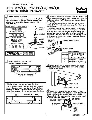 Dorma BTS75V/G Installation Instructions - Epivots