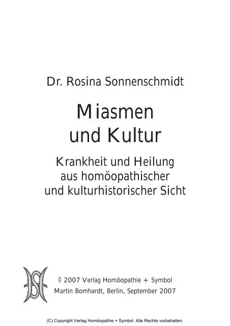 Miasmen und Kultur - Verlag Homöopathie + Symbol