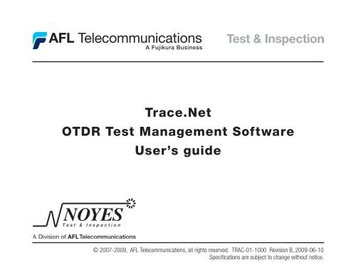 Trace.Net OTDR Test Management Software User's guide - AFL