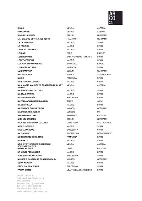 FACT SHEET ARCOmadrid_2011 | 30th Anniversary