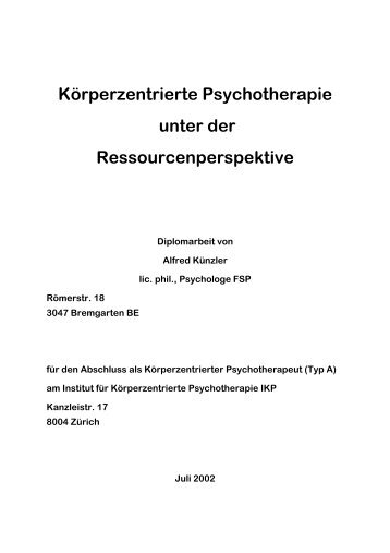 Körperzentrierte Psychotherapie unter der ... - IKP Institut