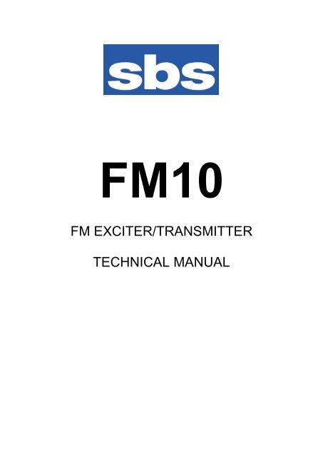 FM EXCITER/TRANSMITTER TECHNICAL MANUAL - Canford Audio
