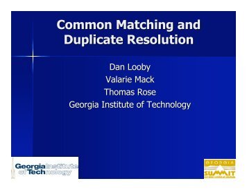 Common Matching and Duplicate Resolution - University System of ...