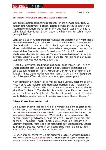 Spiegel online - Unispiegel 25.4.2006 - Fundamentum Latinum