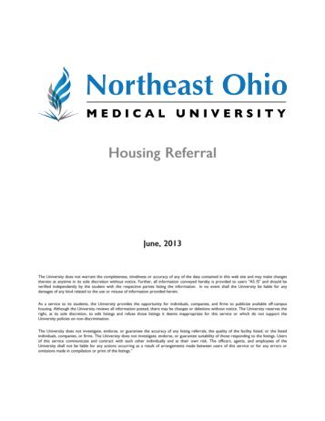 Current Listings - Northeast Ohio Medical University