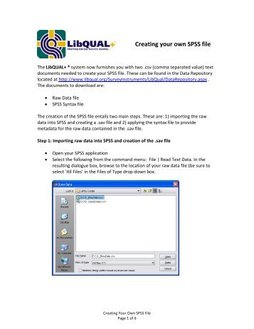 Instructions: Creating your own SPSS file - LibQUAL+