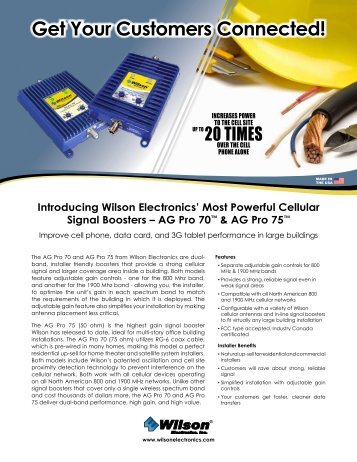 AG Pro 70/75 Spec Sheet - Wilson Electronics