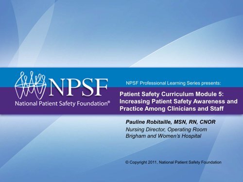 Patient Safety Curriculum Module 5 - National Patient Safety ...