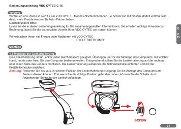 D C 15 21 Bedienungsanleitung VDO CYTEC C ... - Bike-Components